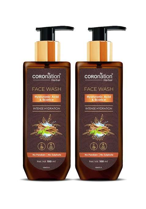 Coronation Herbal Set Of 2 Intense Hydration Face Wash With Hyaluronic Acid 100 Ml Each