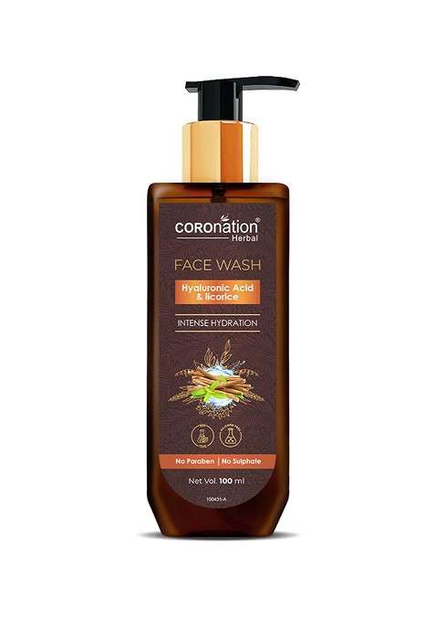 Coronation Herbal Intense Hydration Face Wash With Hyaluronic Acid Licorice 100 Ml
