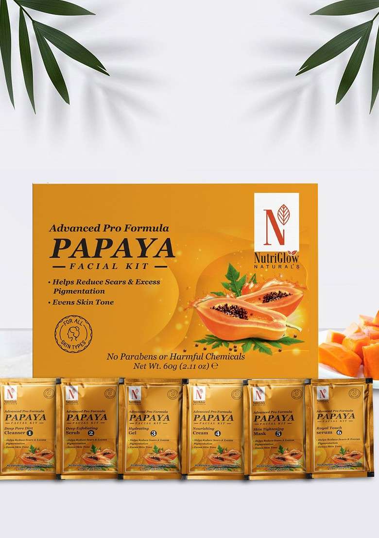 Nutriglow Naturals Vegan Advanced Pro Formula Papaya Facial Kit 60G With Jade Roller - Indya