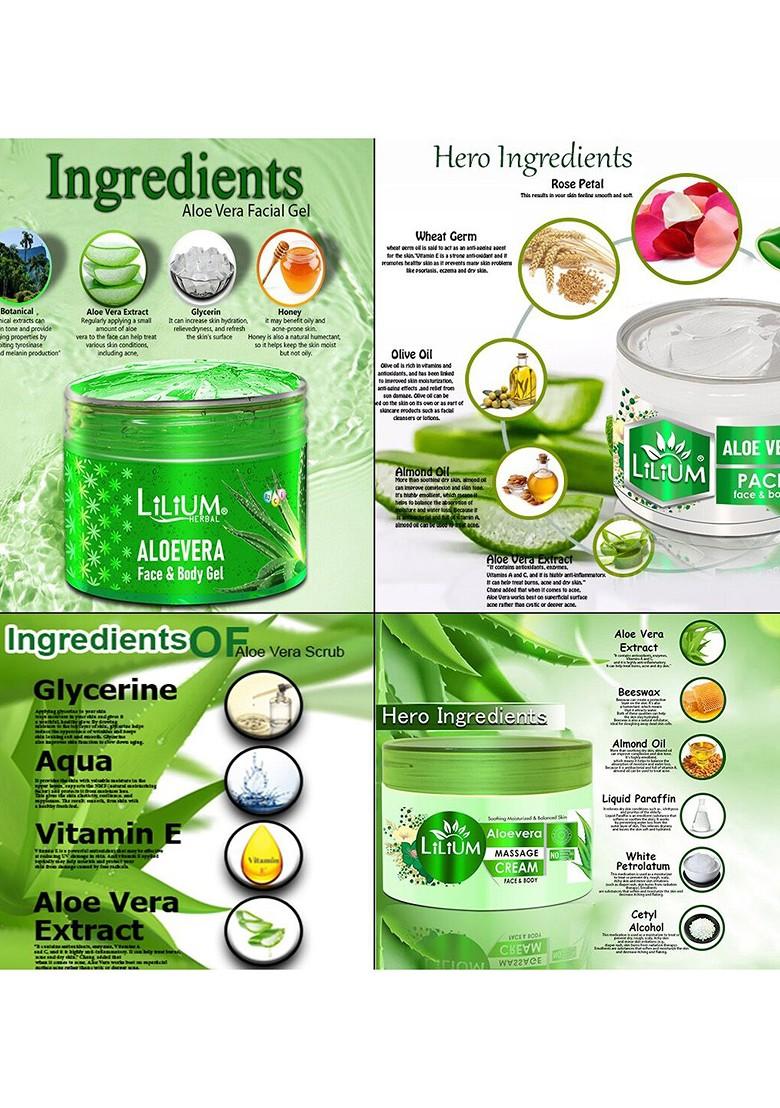 Lilium Aloe Vera Facial Kit For Soothing Moisturized Balanced Skin 1100Gm