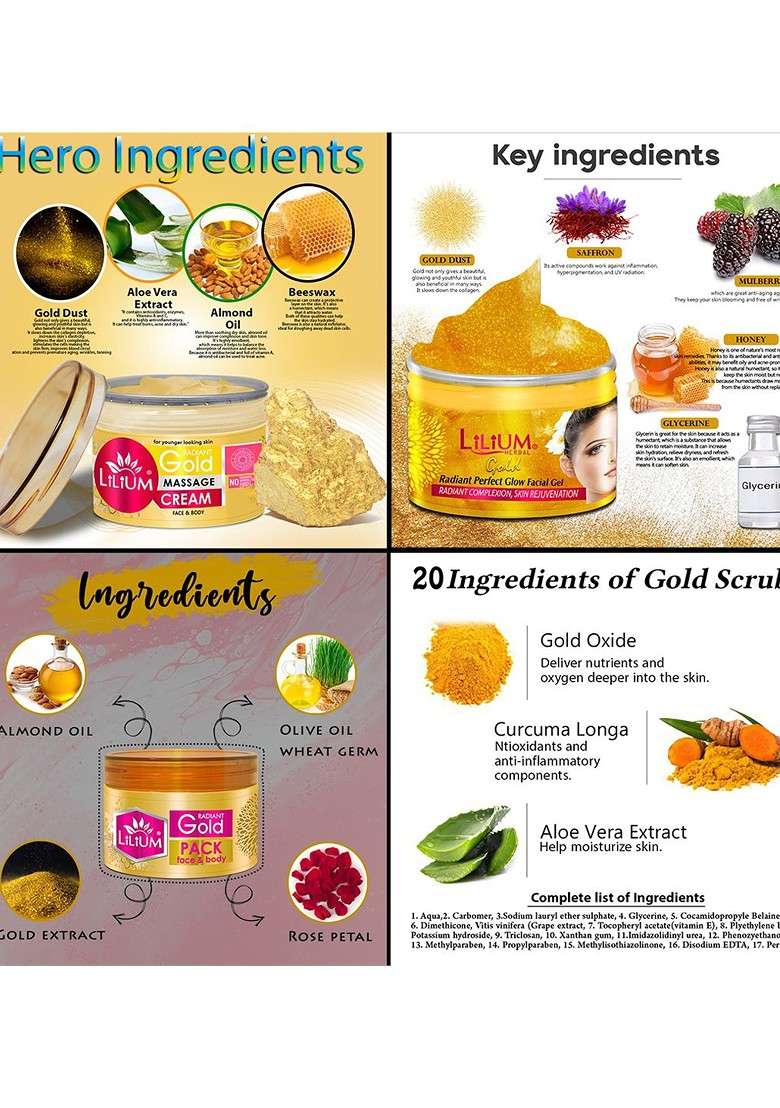 Lilium Gold Honey Dermatologically Tested Facial Kit - Indya