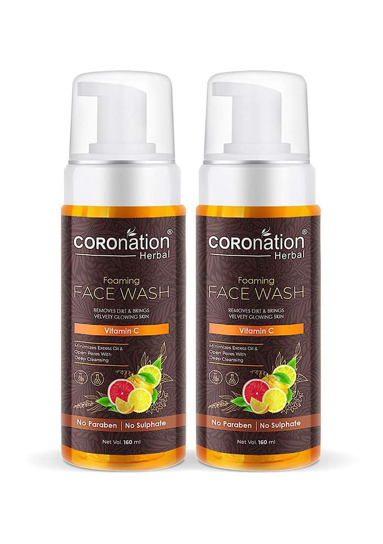 Coronation Herbal Set Of 2 Vitamin C Foaming Face Wash With Wheat Protein 160 Ml Each - Indya
