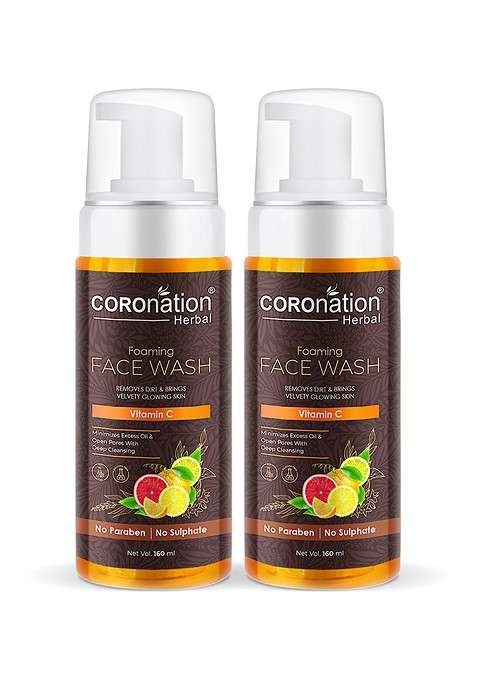 Coronation Herbal Set Of 2 Vitamin C Foaming Face Wash With Wheat Protein 160 Ml Each