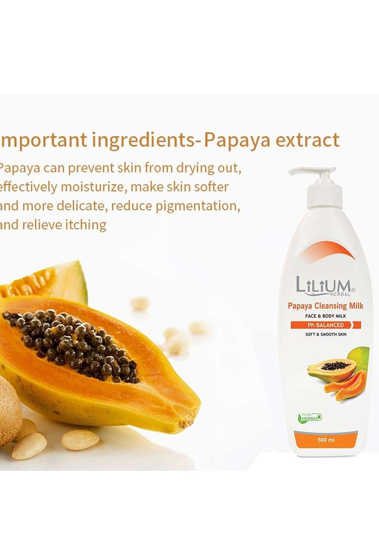 Lilium 2Pcs Papaya Cleansing Milk Enriched With Natural Ingredients 900Ml - Indya