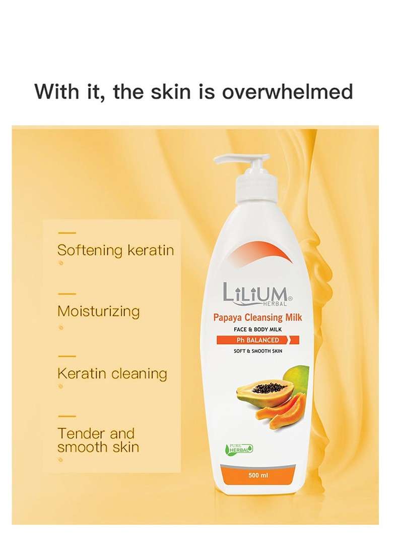 Lilium 2Pcs Papaya Cleansing Milk Enriched With Natural Ingredients 900Ml - Indya