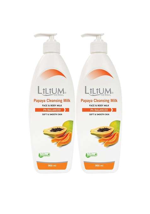 Lilium 2Pcs Papaya Cleansing Milk Enriched With Natural Ingredients 900Ml