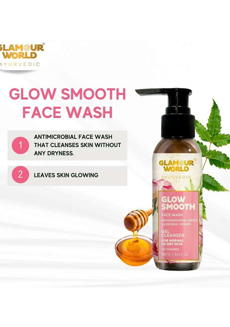 Glamour World Ayurvedic Glow Smooth Face Wash With Aloe Vera 100 Ml - Indya