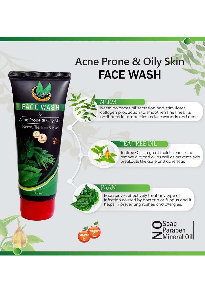 Naturenova Herbals Set Of Acne Face Wash Toner 2 Serums - Indya