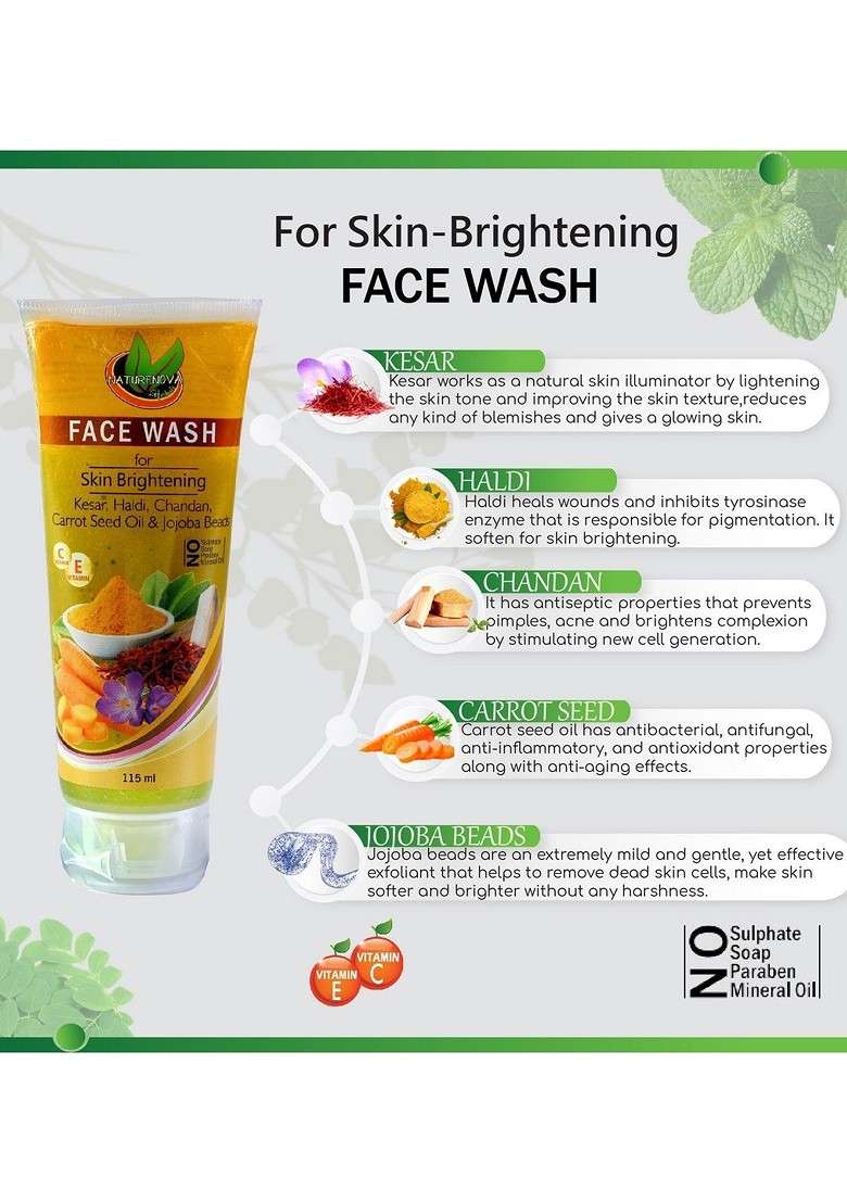 Naturenova Herbals Skin Brightening Face Wash Oil Serum 195Ml - Indya