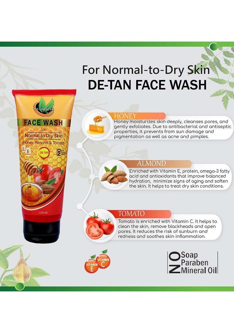 Naturenova Herbals Set Of De Tan Face Wash Toner Serum - Indya