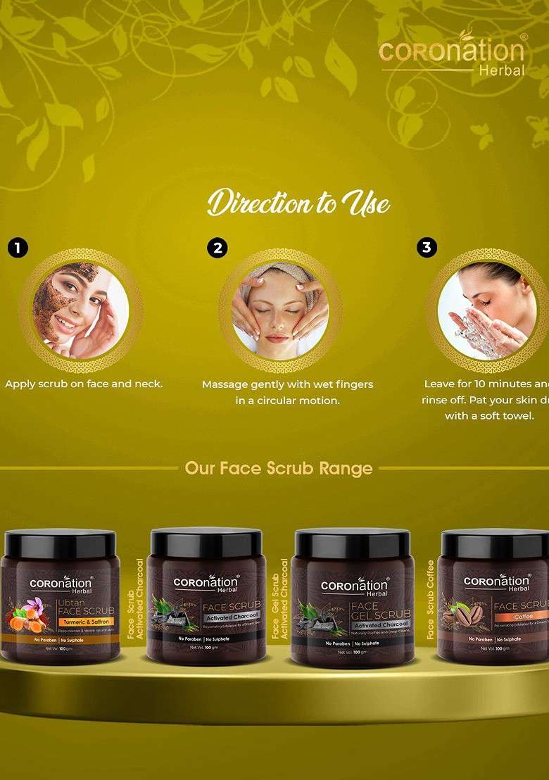 Coronation Herbal Set Of 2 Ubtan Face Scrubs With Turmeric Saffron 100 G Each - Indya