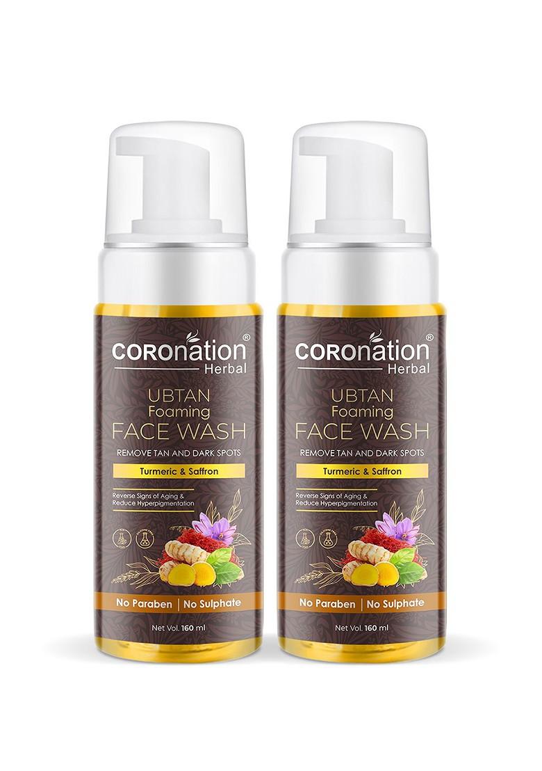Coronation Herbal Set Of 2 Ubtan Foaming Face Washes For Tan Removal 160Ml Each