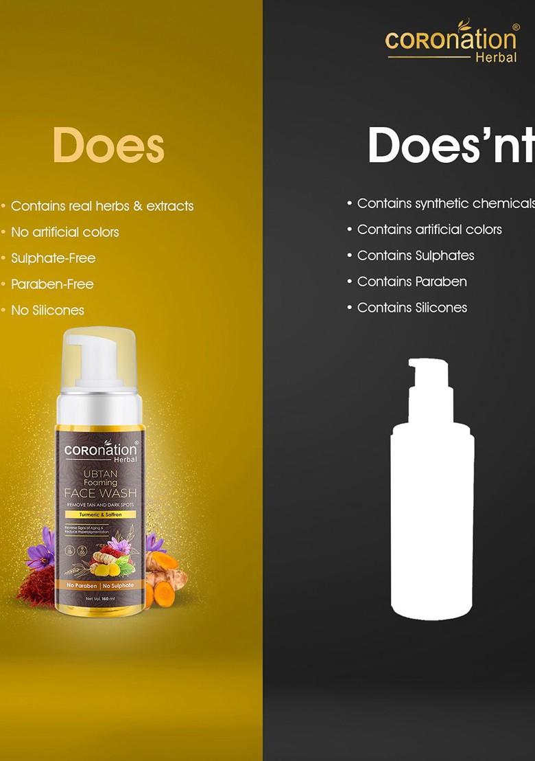 Coronation Herbal Set Of 2 Ubtan Foaming Face Washes For Tan Removal 160Ml Each