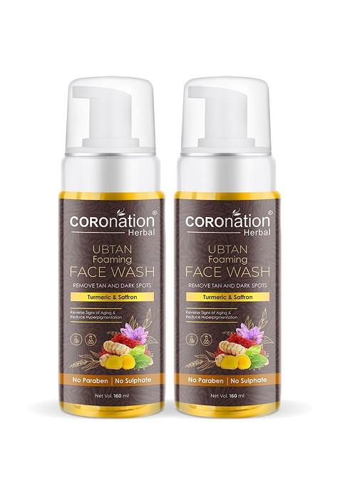Coronation Herbal Set Of 2 Ubtan Foaming Face Washes For Tan Removal 160Ml Each