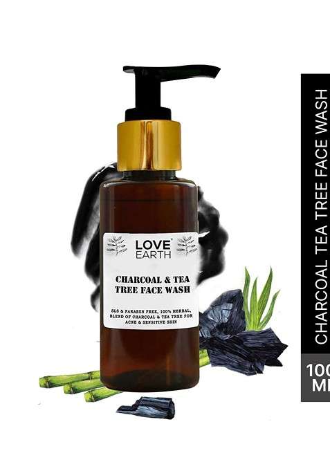 Love Earth Charcoal Tea Tree Face Wash For Acne Sensitive Skin 100Ml