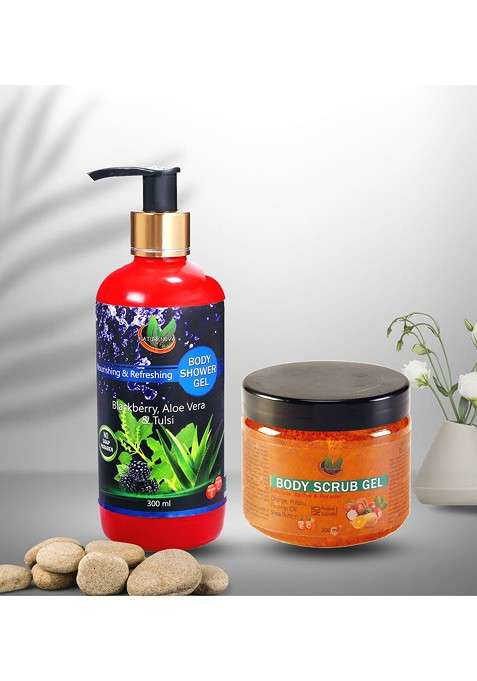 Naturenova Herbals Set Of Shower Gel 300Ml Body Scrub 200Ml