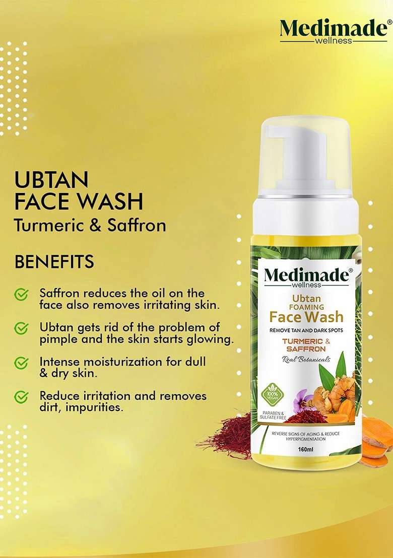 Medimade Turmeric Saffron Ubtan Foaming Face Wash 160 Ml - Indya