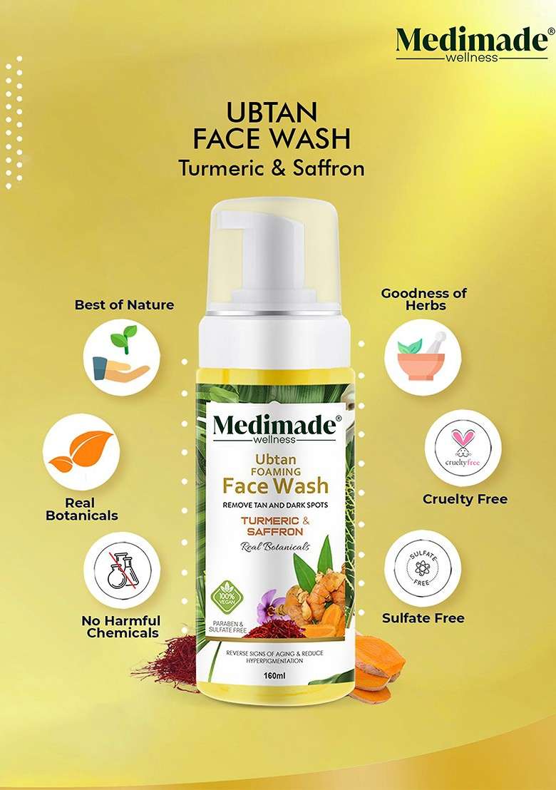 Medimade Turmeric Saffron Ubtan Foaming Face Wash 160 Ml - Indya