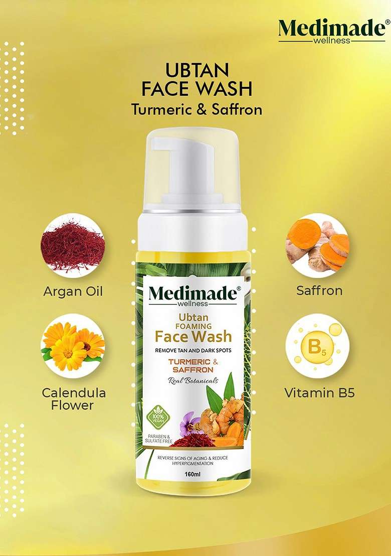 Medimade Turmeric Saffron Ubtan Foaming Face Wash 160 Ml - Indya