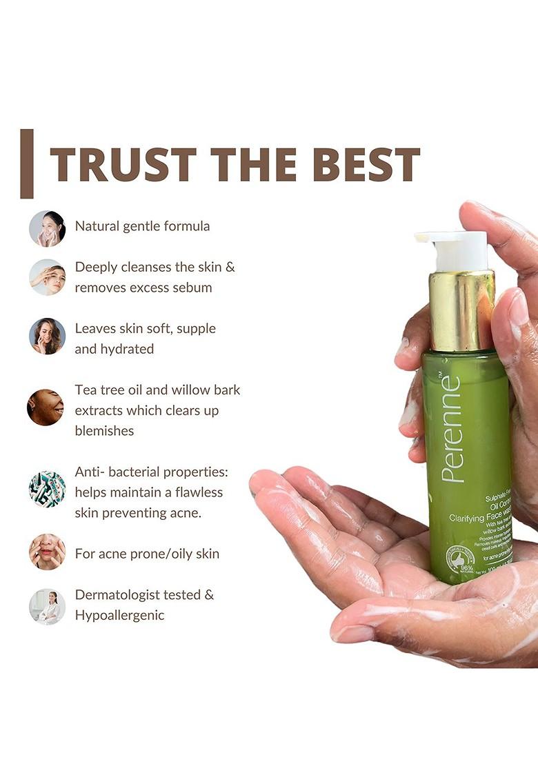Perenne Sulphate Free Oil Control Clarifying Facewash For Oily And Acne Prone Skin 100 Ml