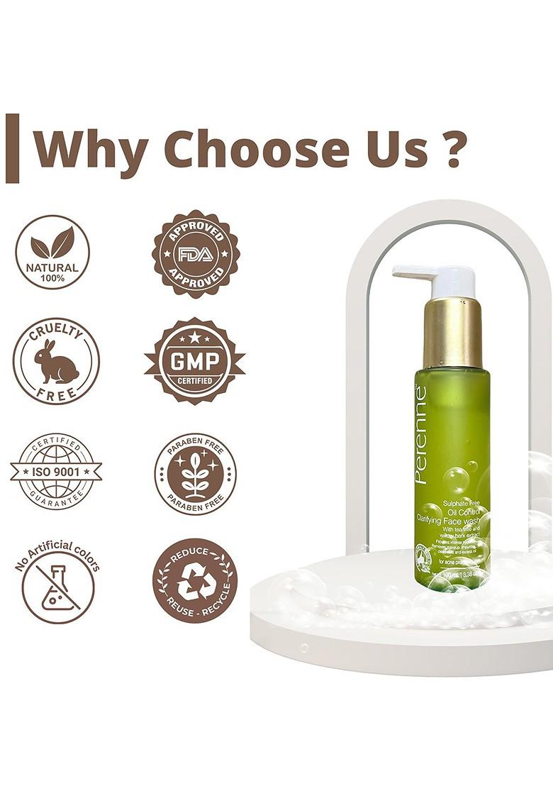 Perenne Sulphate Free Oil Control Clarifying Facewash For Oily And Acne Prone Skin 100 Ml
