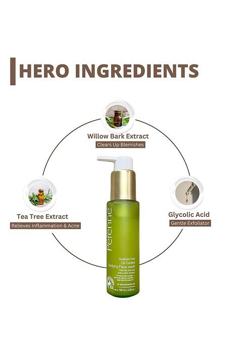 Perenne Sulphate Free Oil Control Clarifying Facewash For Oily And Acne Prone Skin 100 Ml