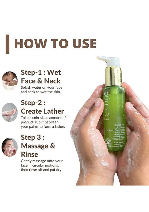 Perenne Sulphate Free Oil Control Clarifying Facewash For Oily And Acne Prone Skin 100 Ml