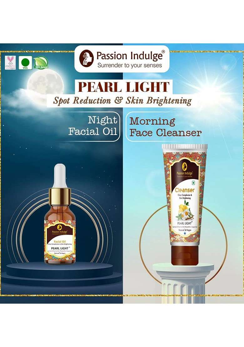 Passion Indulge Set Of Pearl Light Clear Complexion Facial Oil Face Cleanser 110 Ml - Indya