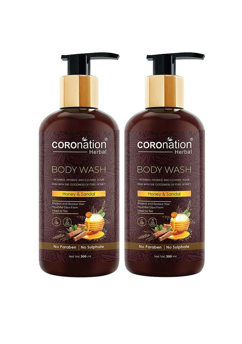 Coronation Herbal Set Of 2 Honey Sandal Body Wash 300 Ml Each - Indya
