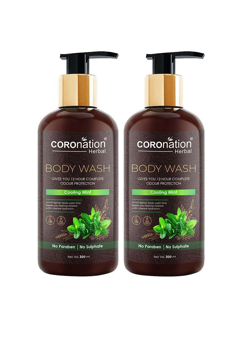 Coronation Herbal Set Of 2 Cooling Mint Body Wash 300 Ml Each - Indya