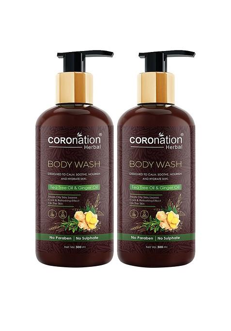 Coronation Herbal Set Of 2 Tea Tree Oil Ginger Body Wash 300 Ml Each