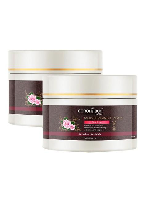 Coronation Herbal Set Of 2 Pink Rose Moisturising Cream 200 Ml Each