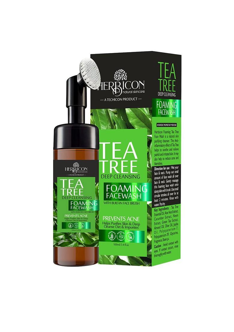 Herbicon Tea Tree Foaming Face Wash With Built In Brush For Acne And Pimples