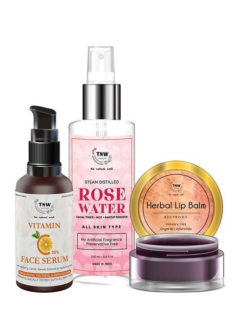 Tnw The Natural Wash Face Toner Vitamin C Serum Lip Balm Combo Pack