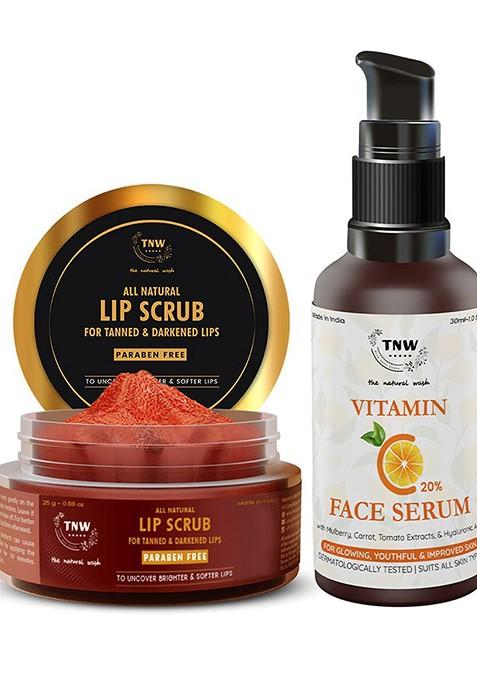 Tnw The Natural Wash Combo Of 2 Lip Scrub 25 Gm Vitamin C Face Serum 30 Ml