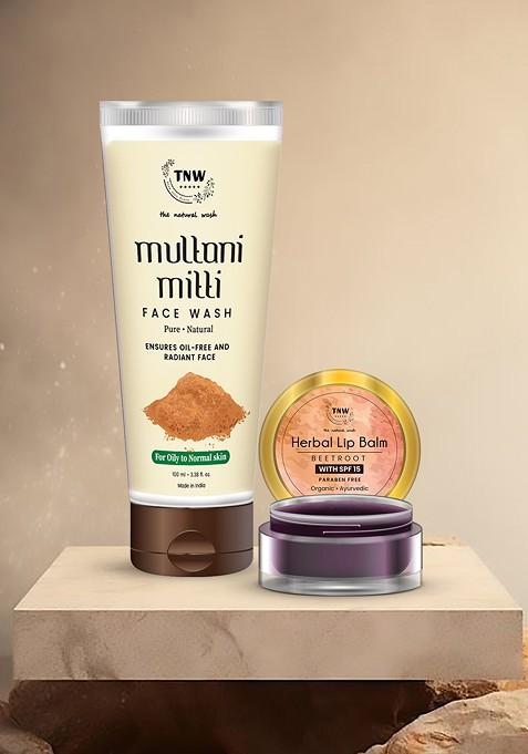 Tnw The Natural Wash Combo Of 2 Lip Balm 5 Gm And Multani Mitti Face 100 Ml