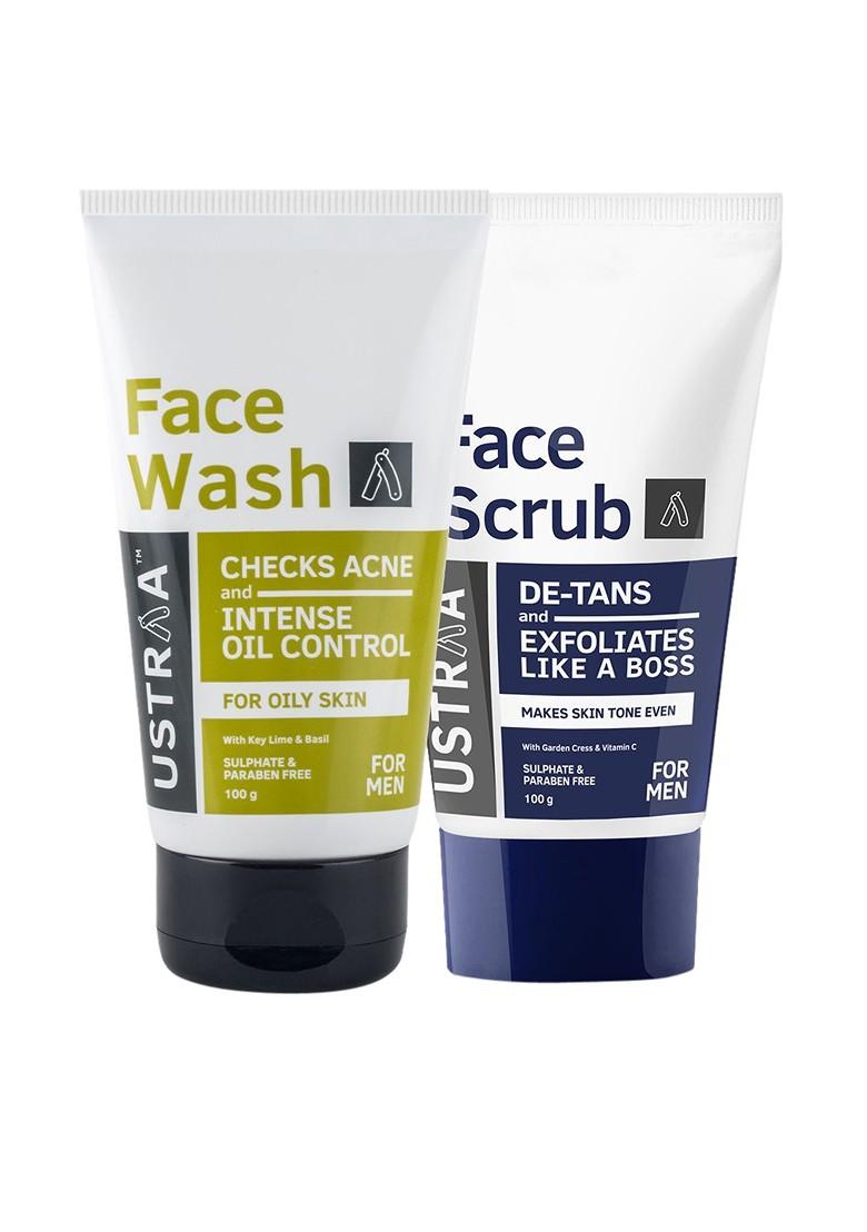 Ustraa Men Set Of Face Wash De Tan Scrub