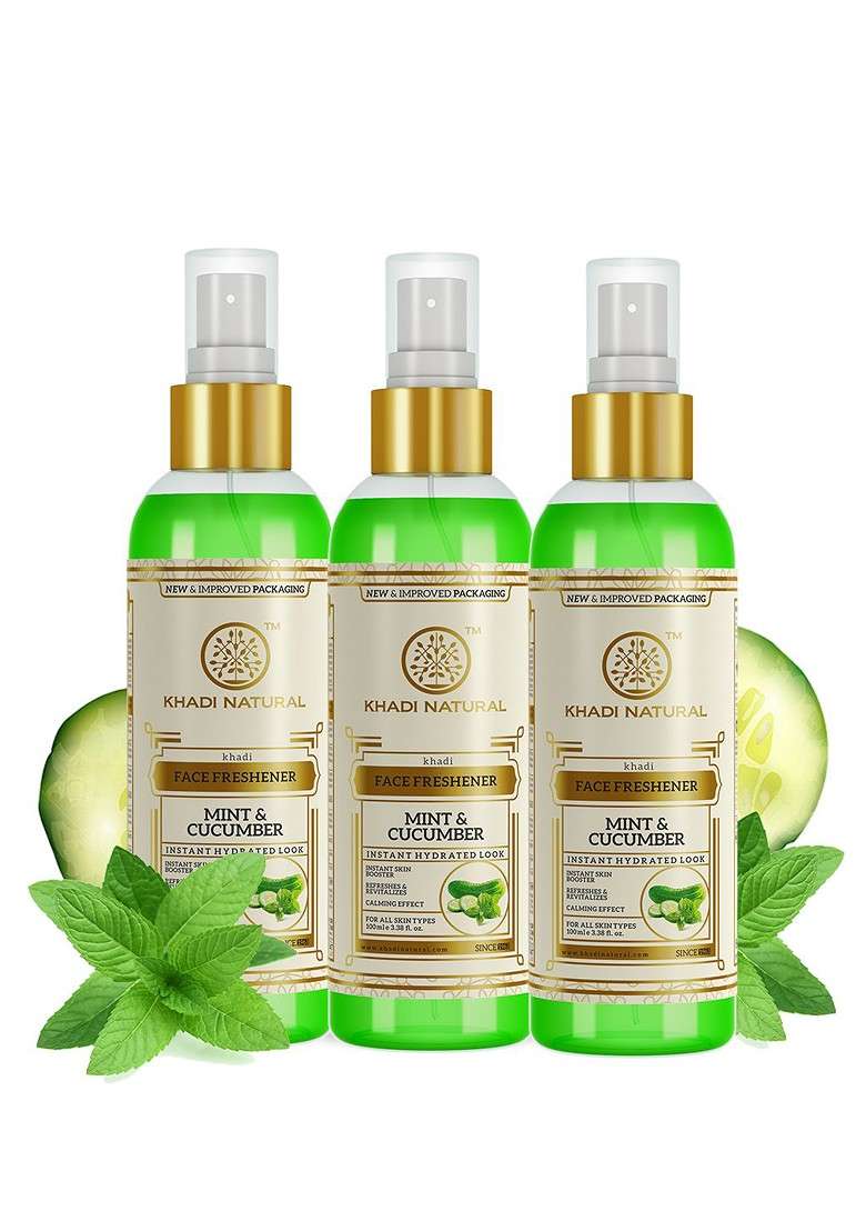 Khadi Natural Set Of 3 Mint Cucumber Face Spray - Indya