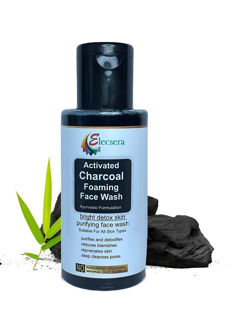 Elecsera Activated Charcoal Foaming Face Wash For Skin Brightening 100 Ml