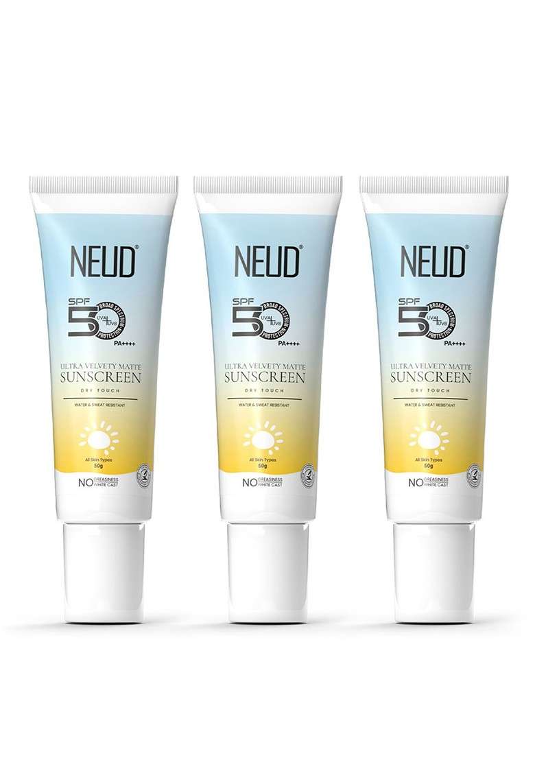 Neud Set Of 2 Velvety Matte Priming Sunscreen Spf 50 With Vitamin E G Each - Indya