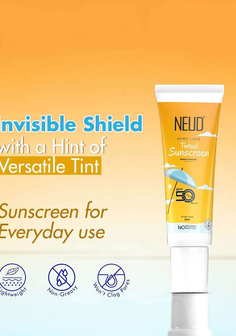 Neud Set Of 2 Dewy Look Tinted Spf 50 Sunscreen With Hyaluronic Acid Ml Each - Indya