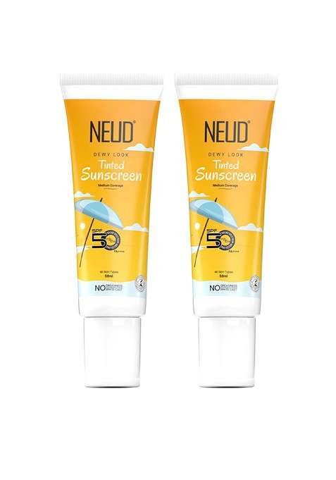Neud Set Of 2 Dewy Look Tinted Spf 50 Sunscreen With Hyaluronic Acid Ml Each