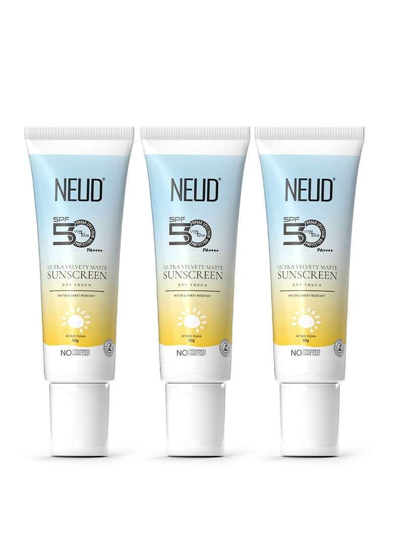 Neud Set Of 3 Velvety Matte Priming Sunscreen Spf 50 With Vitamin E G Each - Indya