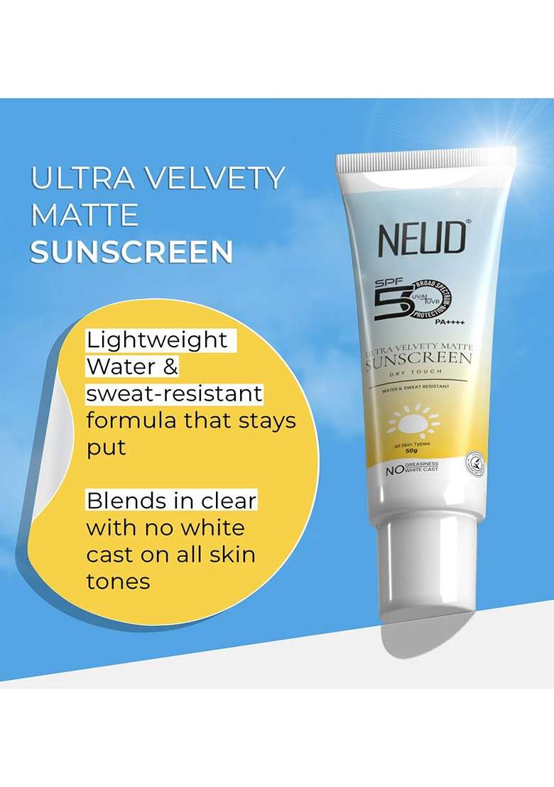 Neud Set Of 3 Velvety Matte Priming Sunscreen Spf 50 With Vitamin E G Each - Indya