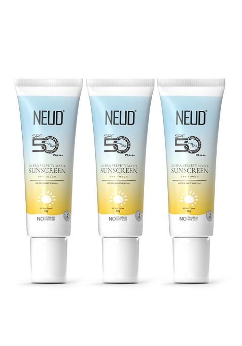 Neud Set Of 3 Velvety Matte Priming Sunscreen Spf 50 With Vitamin E G Each