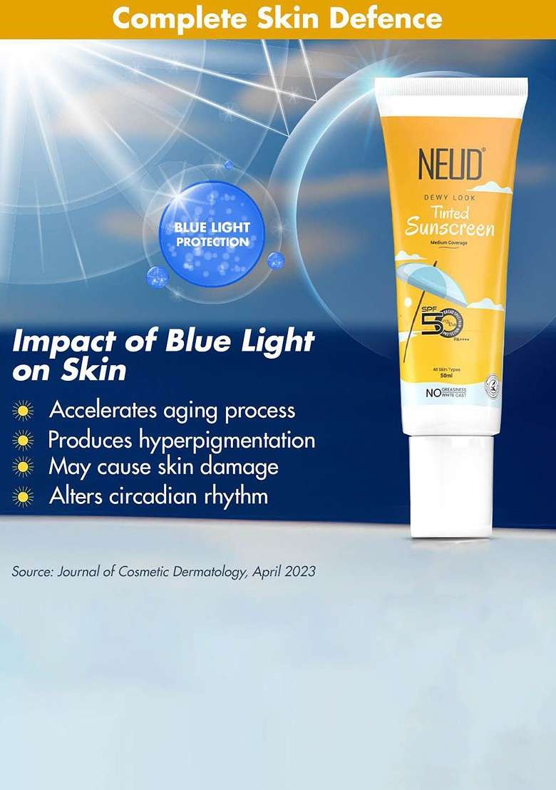 Neud Set Of 3 Dewy Look Tinted Spf 50 Sunscreen With Hyaluronic Acid Ml Each - Indya