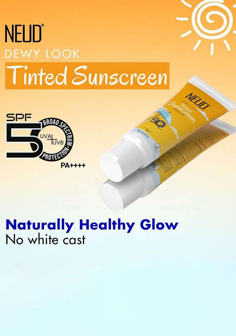 Neud Set Of 2 Velvety Matte Priming Spf 50 Sunscreen Dewy Look Tinted - Indya