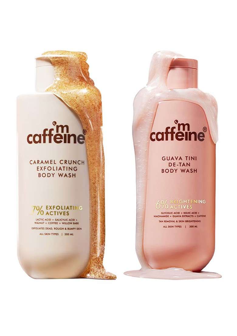 Mcaffeine Set Of 2 Body Wash 300Ml Each Guava Tini Caramel Crunch - Indya