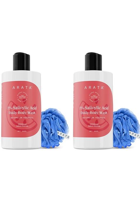 Arata Set Of 2 1 Salicylic Acid Body Wash With Watermelon Fragrance 300Ml Each