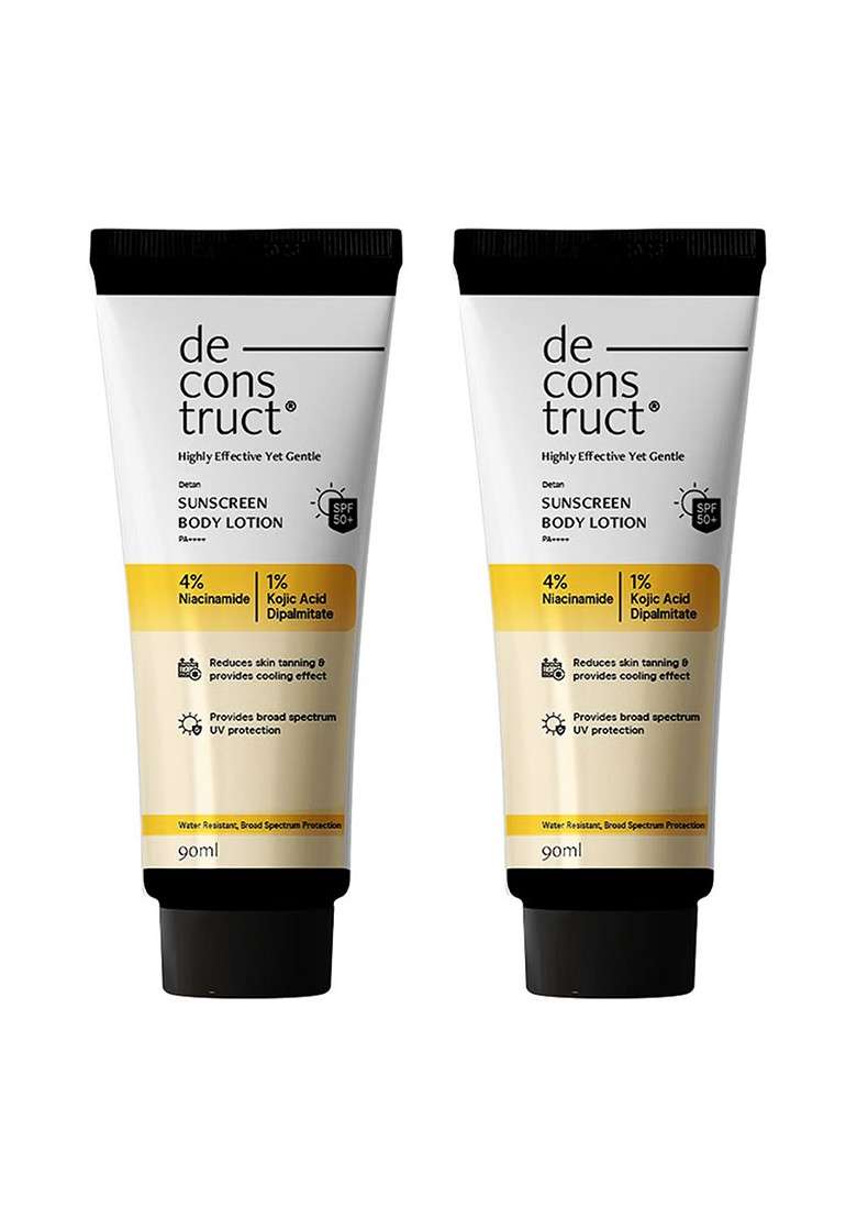 Deconstruct Set Of 2 Detan Sunscreen Body Lotion With Spf 50 Pa 90Ml Each - Indya